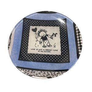 HANDMADE 8" MOD PODGE PLATE LOVE IS NOT A FEELING- LOVE IS AN ACTION